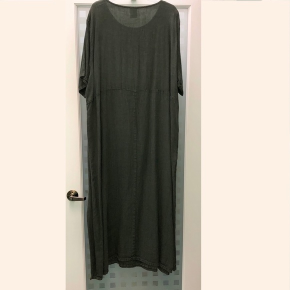 🎉2HP🎉 MARC+WARE Woman 100% Linen A-Line Maxi Dress Olive Green Vintage Plus 2X - Picture 8 of 11